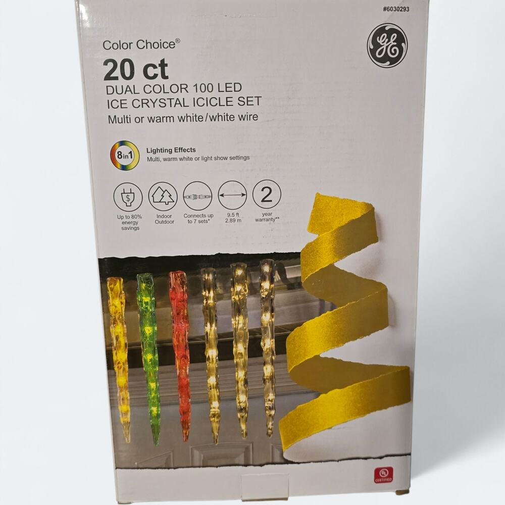 GE Color Choice Dual Color 100 LED Ice Crystal Icicle Lights